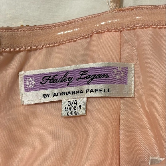 Hailey Logan by Adrianna Papell Pink & Gold Formal Prom Maxi Dress Juniors 3/4 - Picture 3 of 8